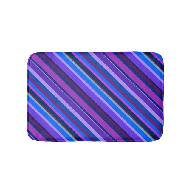 Diagonal rand i blått och lila badrumsmatta (Framsidan)