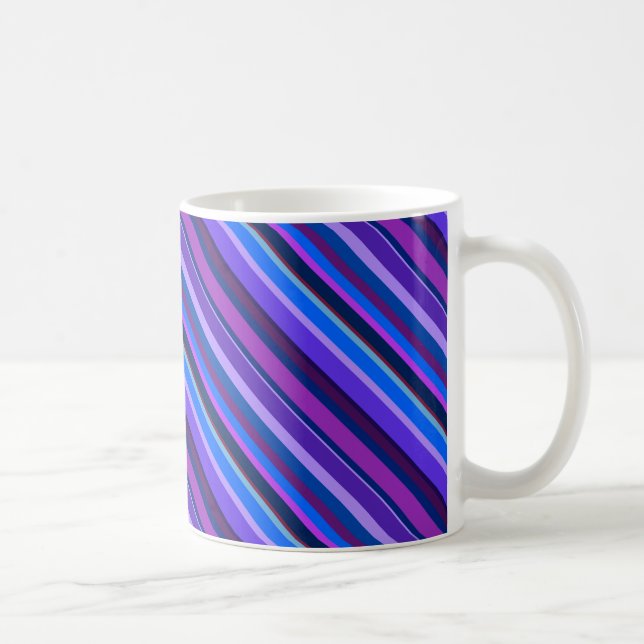 Diagonal rand i blått och lila kaffemugg (Höger)
