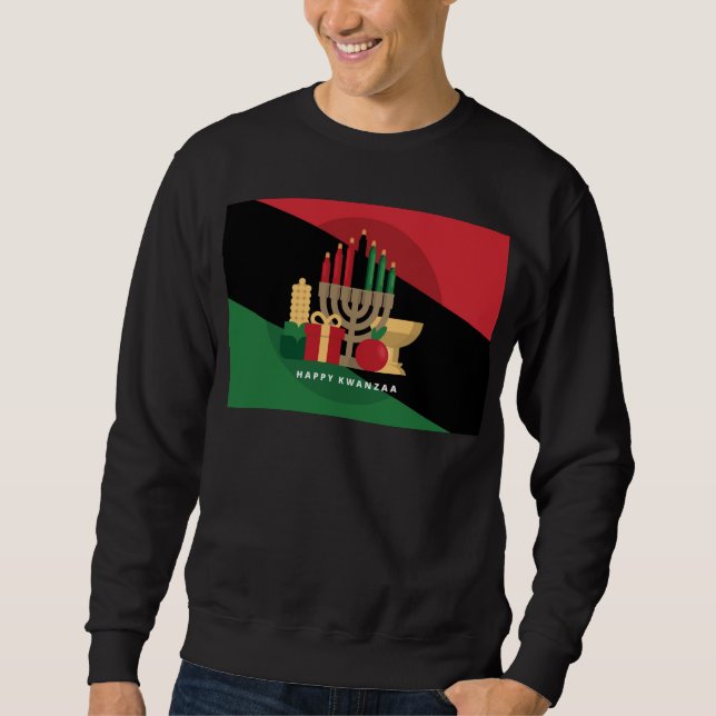 diagonal rand Lycklig Kwanzaa Sweatshirt (Framsida)
