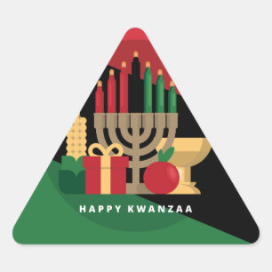 diagonal rand Lycklig Kwanzaa Triangelformat Klistermärke