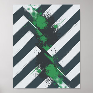 Diagonal Rand med Grönt Paint Stänk Poster