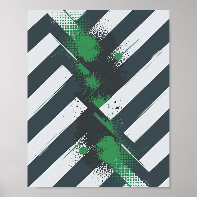 Diagonal Rand med Grönt Paint Stänk Poster (Framsidan)