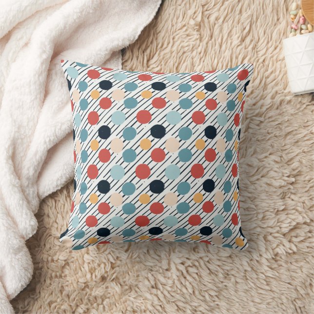 Diagonal Rand Polka dots skiss Kudde (Filt)