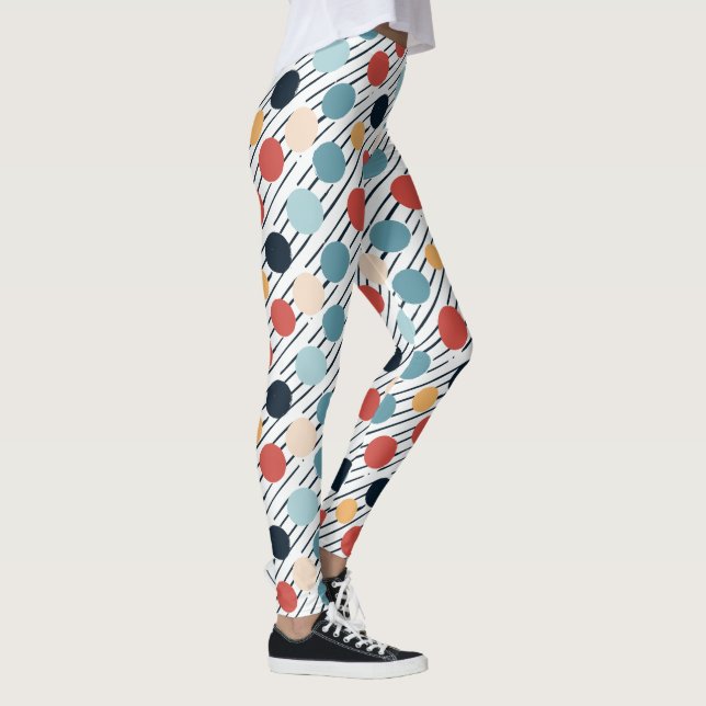 Diagonal Rand Polka dots skiss Leggings (Höger)