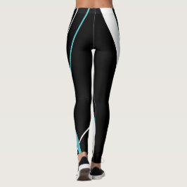 Diagonal Randig Blå Mönster Svart Och Vit Leggings