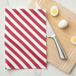 Diagonal red and white stripes pattern kökshandduk