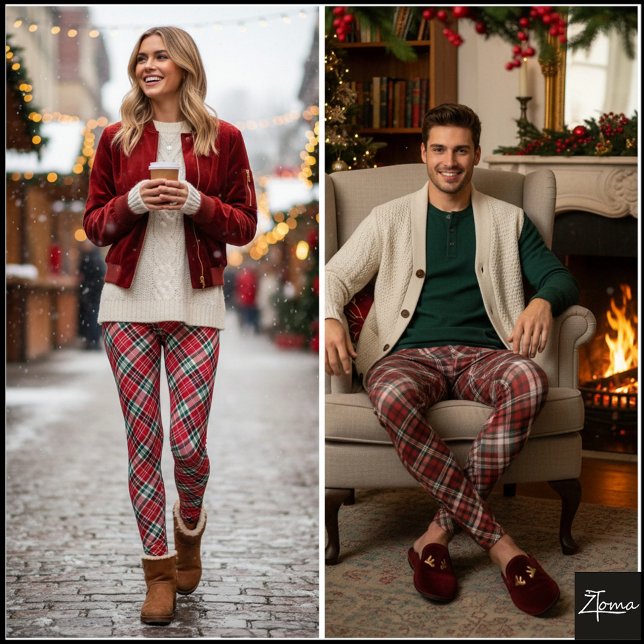 Diagonal Red Green Dense Tartan Plaid Leggings (Skapare uppladdad)