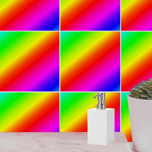 Diagonal regnbåge, övertonad röd till Grönt Kakelplatta (Diagonal Rainbow Gradient Red to Green Tile)
