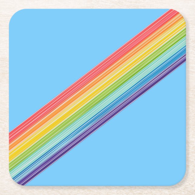 Diagonal regnbåge rand underlägg papper kvadrat (Framsidan)