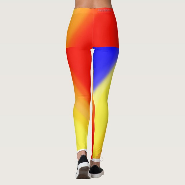 Diagonal röd Gult Blå Vinkara ben Leggings (Baksida)