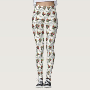 Diagonal röd rosgardin Thunder_Cove Leggings