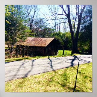 Diagonal sikt över en rustik 100-årig ladugårdsPos Poster