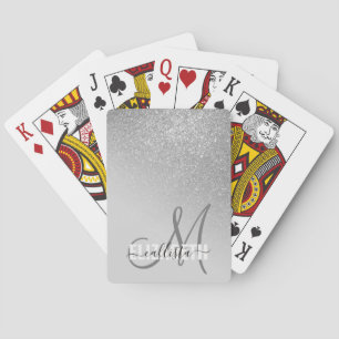 Diagonal Silver Glitter-strålningsgrad, Monogram Casinokort