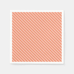 Diagonal streck - orange av korall och vit pappersservett