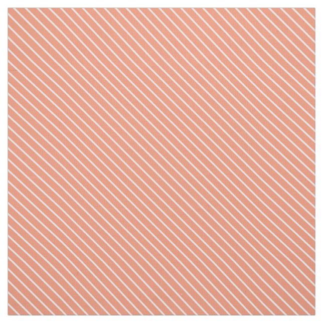 Diagonal streck - orange av korall och vit tyg (Provkarta)