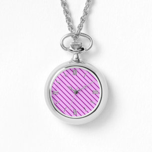 Diagonal streck - orkidé och lila armbandsur