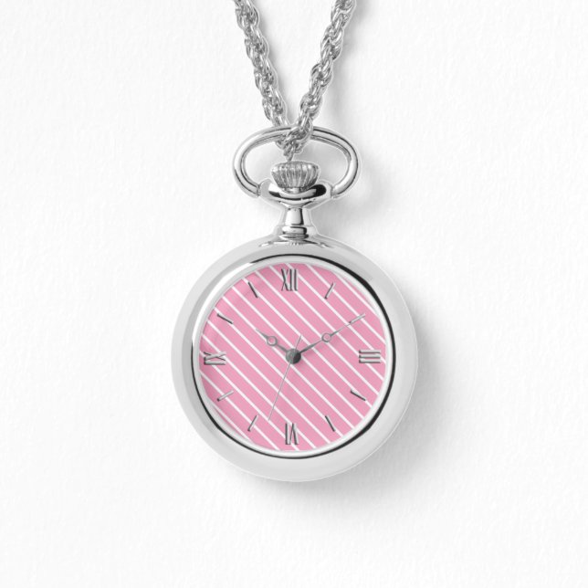 Diagonal streck - snäckans rosa och vit  armbandsur (Framsida)