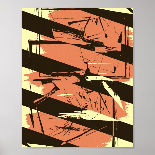 Diagonal Stripes and Fragmented Shapes Poster (Framsidan)