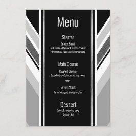 Diagonal svart, grått, metallstrimlad meny
