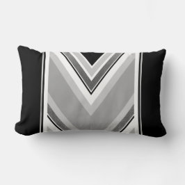 Diagonal svart, grått, metallstrimlad utskrift lumbarkudde