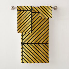 Diagonal, svart, strimlad Guld Löv Struktur-badmän