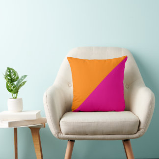 Diagonal Tvåtons Orange och Varm Rosa Färgbalans Kudde