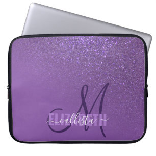 Diagonal Violet Lila Glitter Gradient Ombre Laptop Fodral