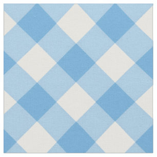 Diagonal White/Blue Gingham Mönster Fabric Tyg
