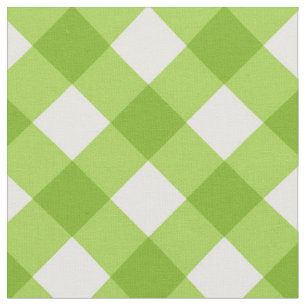 Diagonal White/Grönt Gingham Mönster Fabric Tyg