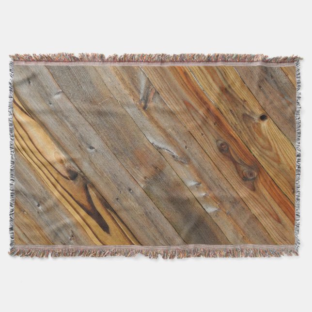 Diagonal Wood Plank Rustic Filt (Framsidan)
