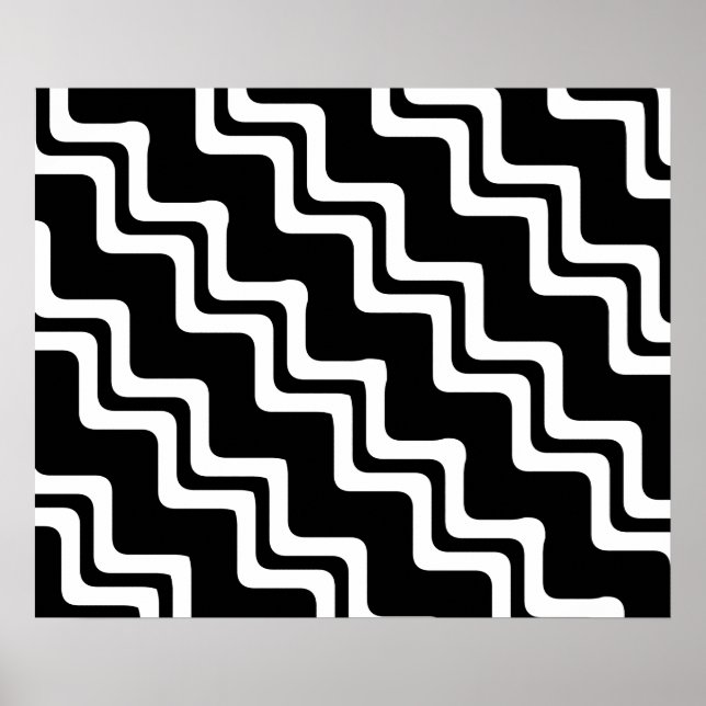 Diagonal Zig Zag Mönster med dubbla Färgader Poster (Framsidan)