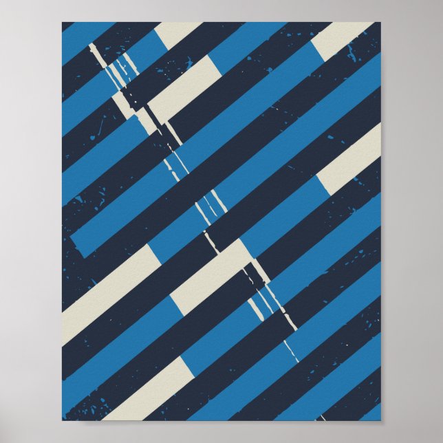 Diagonala blå ränder med grungestruktur poster (Framsidan)