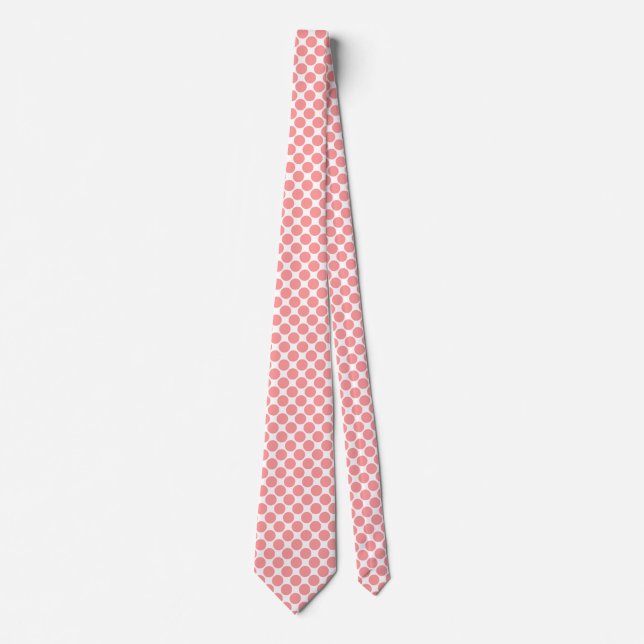 Diagonala fläckar - Mjuk Rosa på vita fläckar Slips (Framsida)