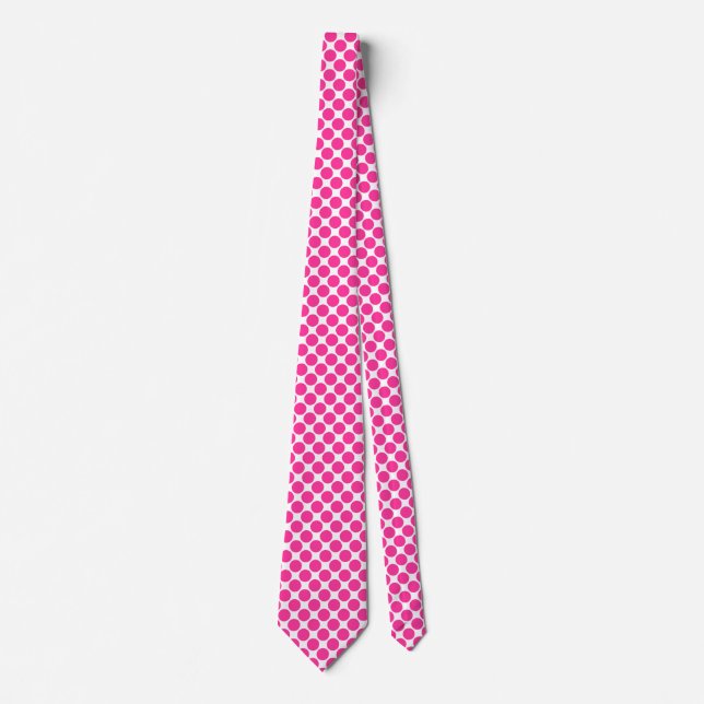 Diagonala fläckar - Shock rosa på vita halsdukar Slips (Framsida)