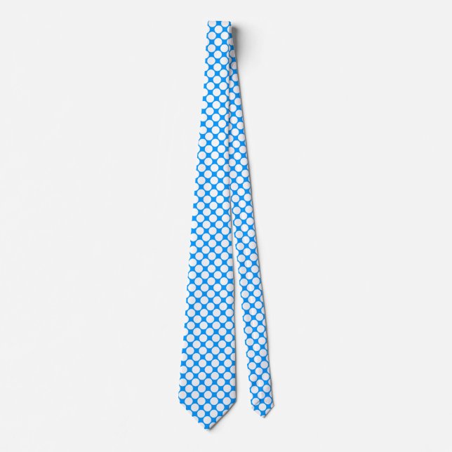 Diagonala fläckar - Vitt på Mid-Blue Neck Tie Slips (Framsida)