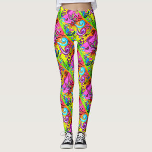 diagonala groovy psychedelic champinjoner leggings