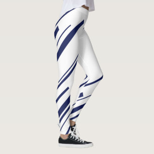 Diagonala i blått och vitt leggings
