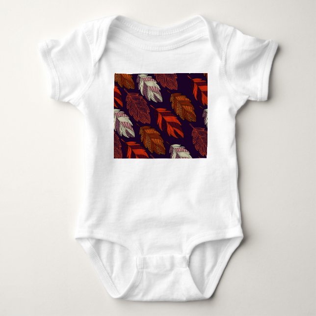 Diagonala Löv: Handritad Vintage Mönster T Shirt (Framsida)