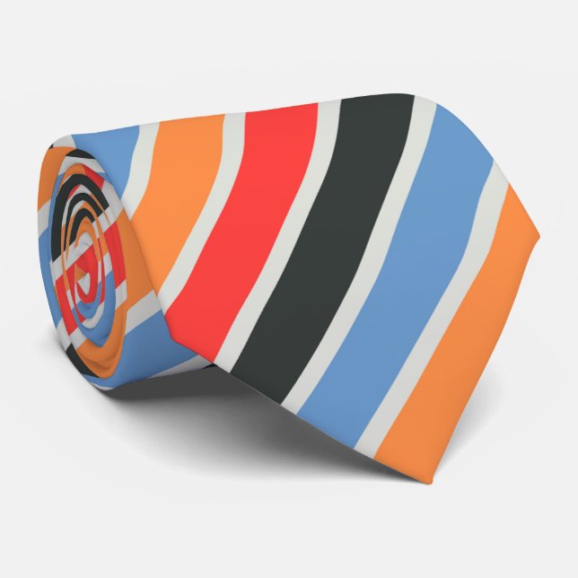 diagonala orange, himmelblå och röda randiga mönst slips (Rullad)