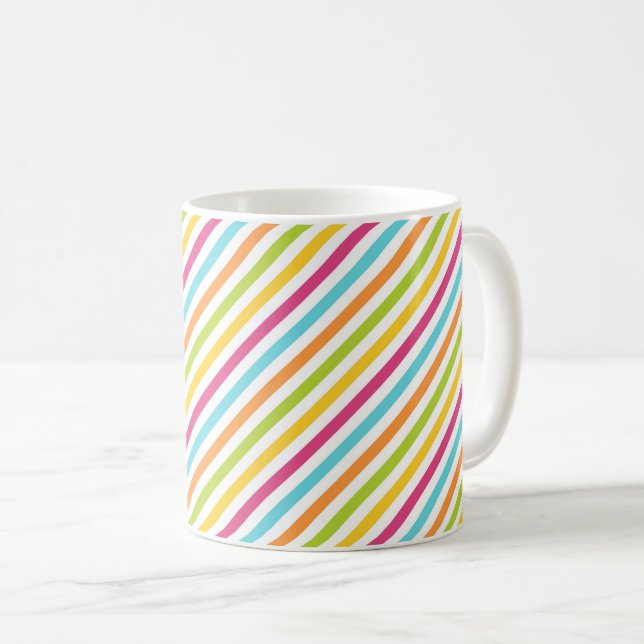 Diagonala ränder i levande färger kaffemugg (Framsida höger)
