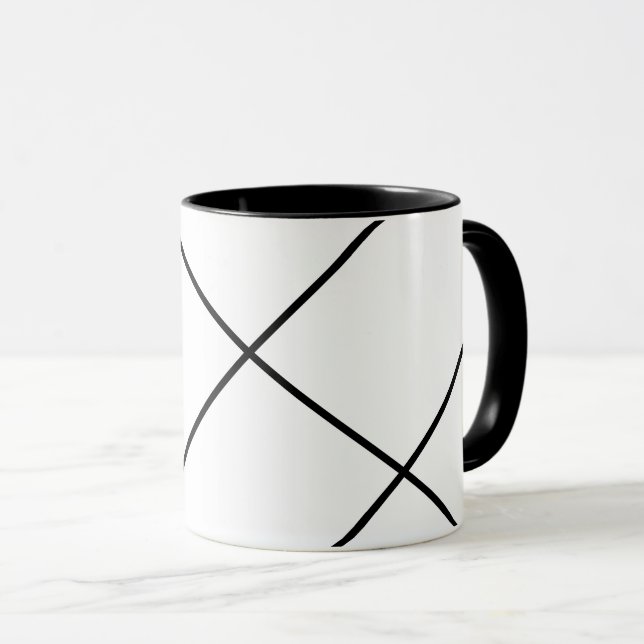 Diagonala Ränder På Svart och Vitt Mugg (Framsida höger)