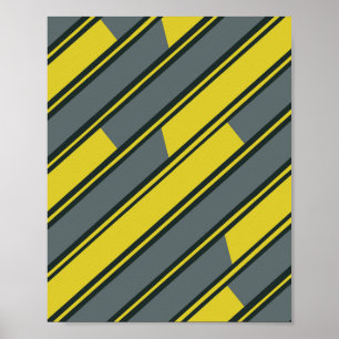 Diagonala rektanglar i Grått för Gult och Mörk Poster
