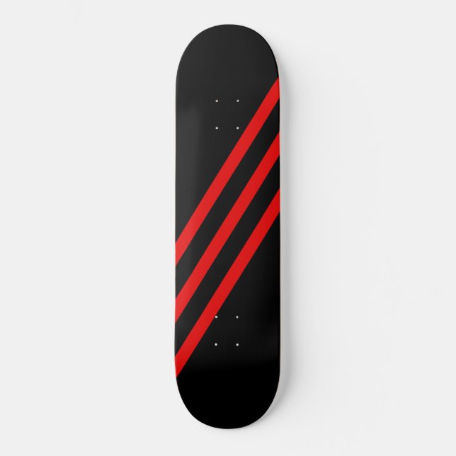 Diagonala röda streck Svart skateboarddäck Skateboard Bräda 20,5 Cm (Framsida)
