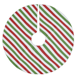 Diagonala röda, vit- och gröntrandar julgransmatta borstad polyester