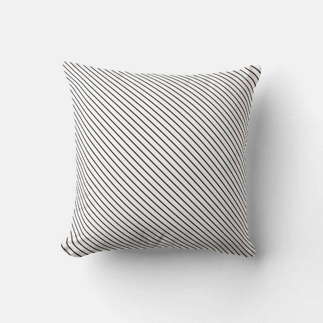Diagonala streck - vit och svart kudde (Framsida)