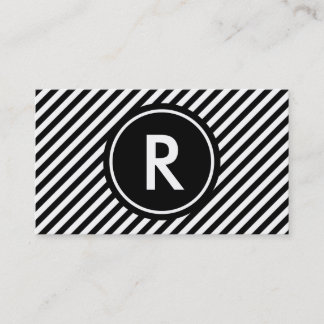 Diagonala svartvita randar med monogramen visitkort