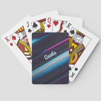 Diagonale Streifen und Punkte Muster schwarz, blau Casinokort