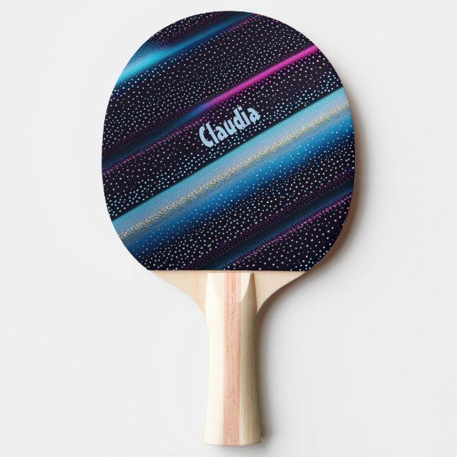 Diagonale Streifen und Punkte Muster schwarz, blau Pingisracket (Framsidan)