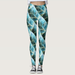 diagonalen förkopprar lövverdigris leggings