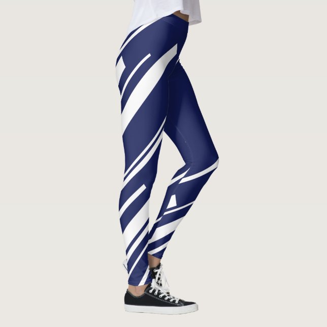 Diagonaler - blått och vitt leggings (Höger)